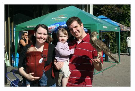 Holding the falcon.  Who knew Ukrainians were Air Force fans?
