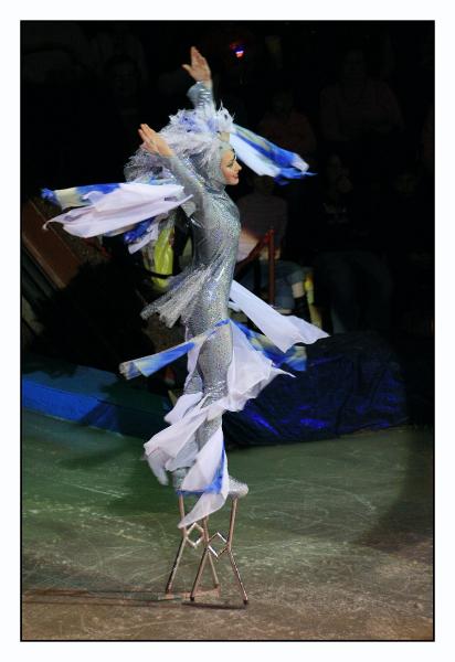 Skating on stilts.