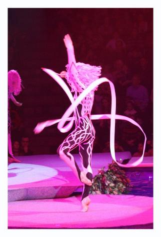 They had some filler acts like this ribbon twirler.  It was very rythmic gymnasticsy.